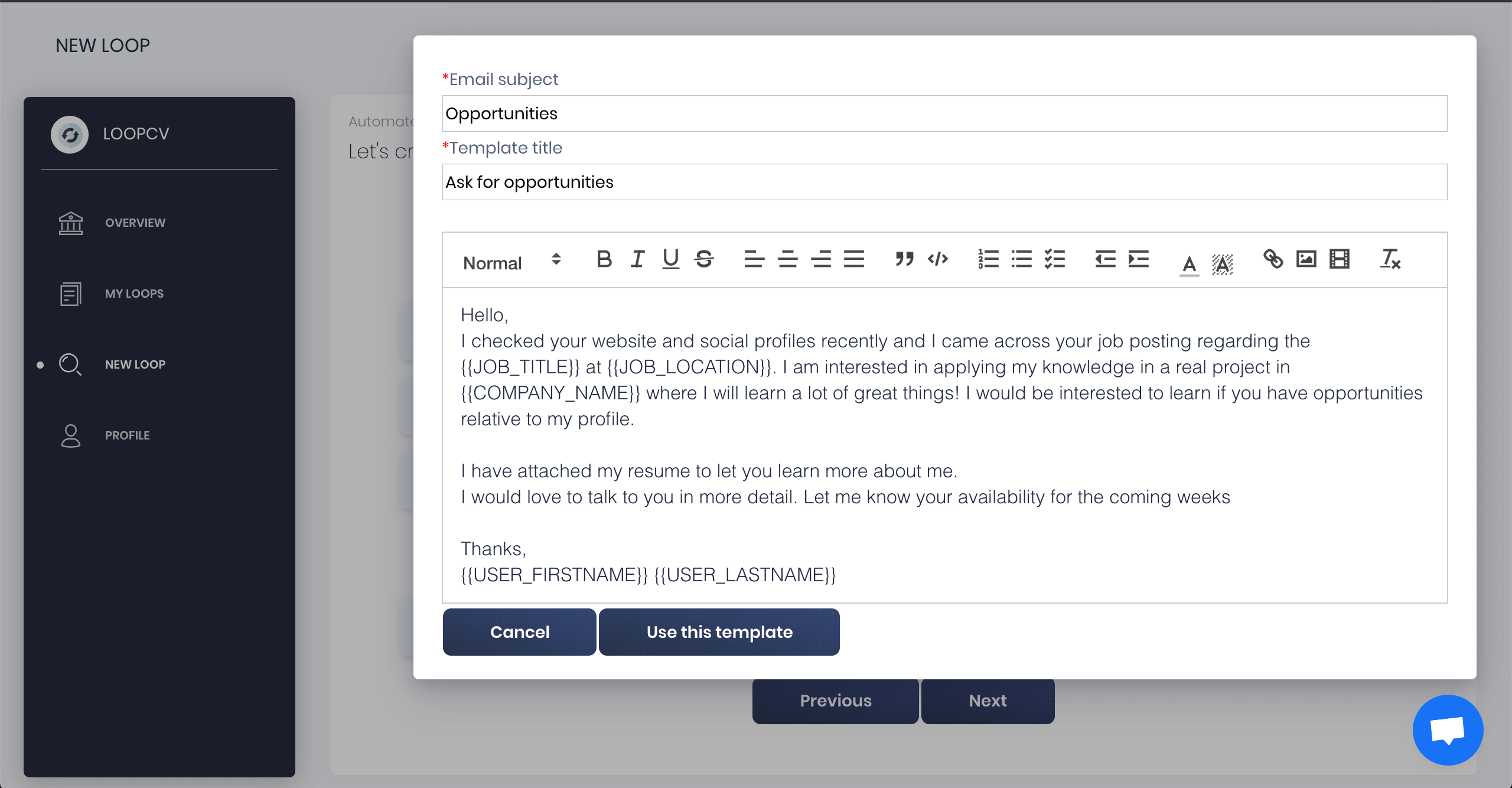 LoopCV The first job search automation platform