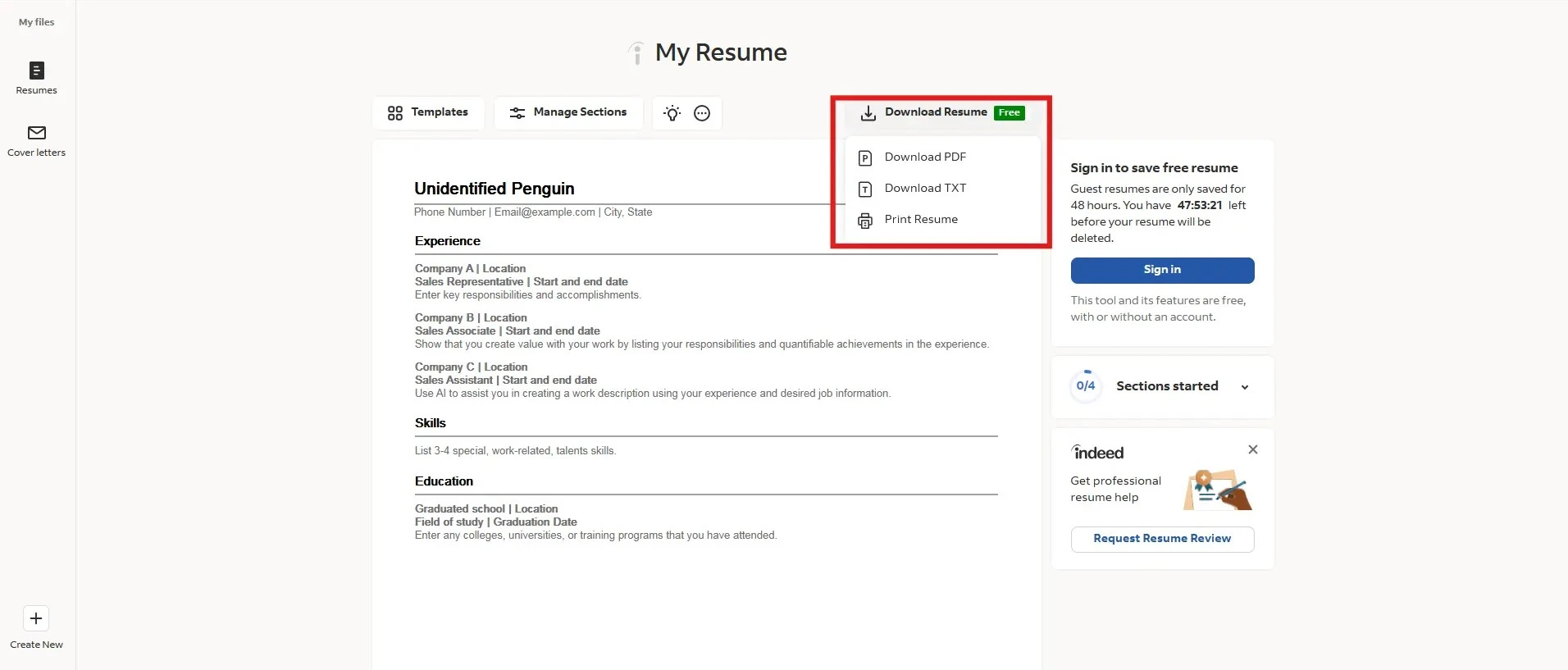 download your resume